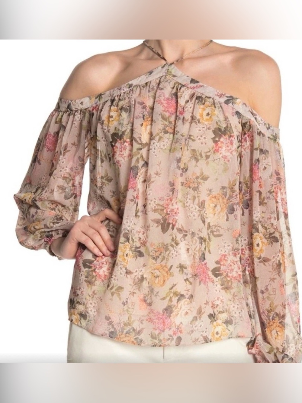 NWT Bailey 44 Inamorate Floral Cold Shoulder Top L